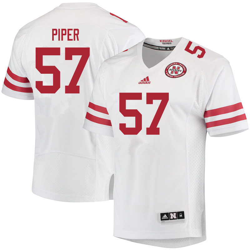 Men #57 Ethan Piper Nebraska Cornhuskers College Football Jerseys Sale-White